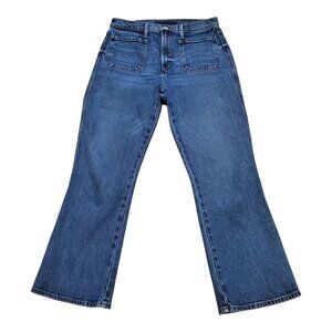 JOE'S SZ 29 Vintage-Style Flare High-rise Distressed Cropped Denim Blue Jeans